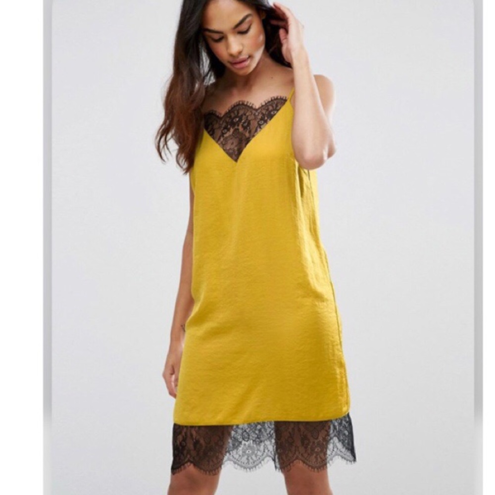 NWOt ASOS lace slip dress marigold